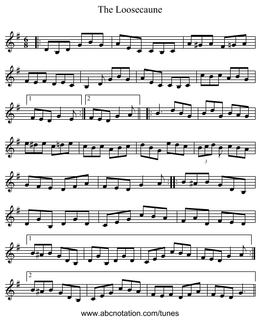 The Loosecaune - staff notation