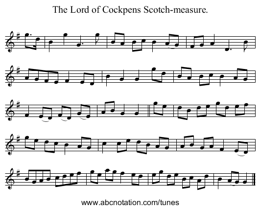 The Lord of Cockpens Scotch-measure. - staff notation