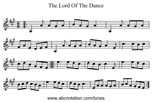 The Lord Of The Dance - staff notation