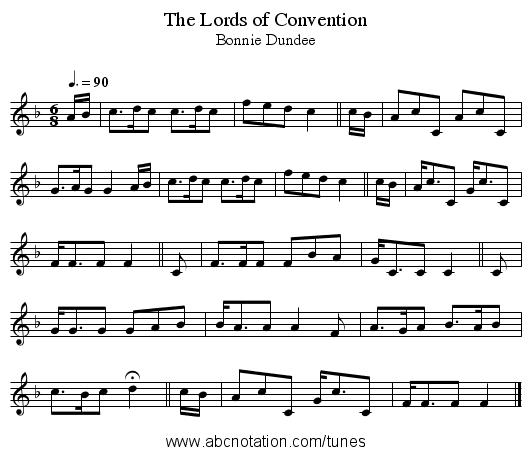 The Lords of Convention - staff notation