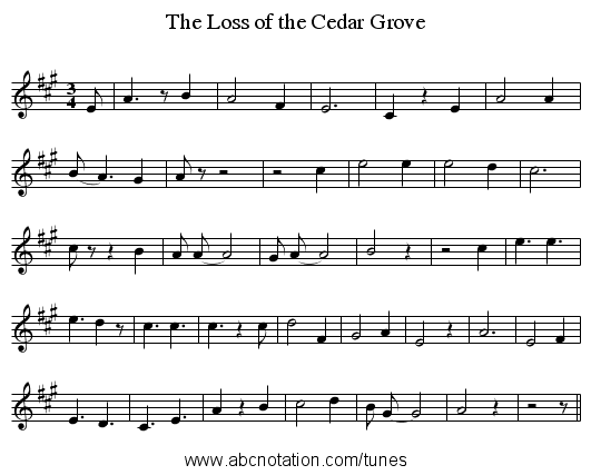 The Loss of the Cedar Grove - staff notation