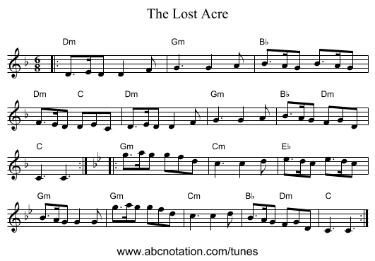 The Lost Acre - staff notation