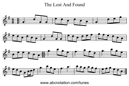 The Lost And Found - staff notation