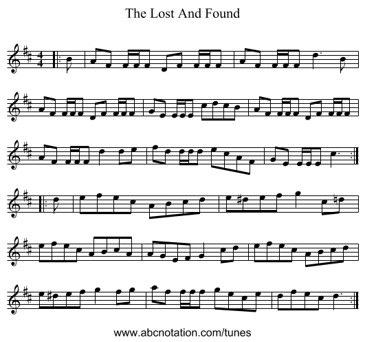 The Lost And Found - staff notation