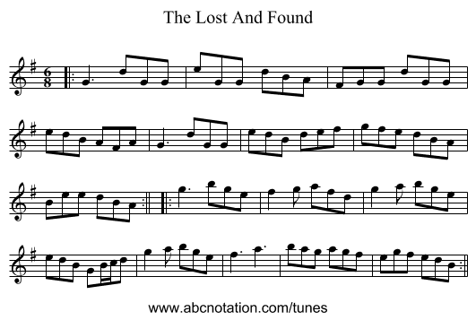 The Lost And Found - staff notation