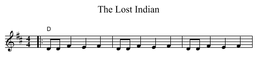 The Lost Indian - staff notation