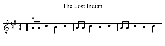 The Lost Indian - staff notation