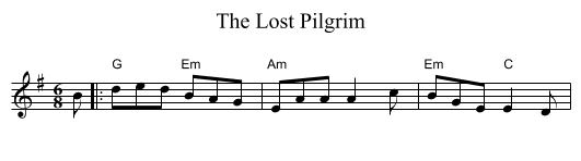 The Lost Pilgrim - staff notation