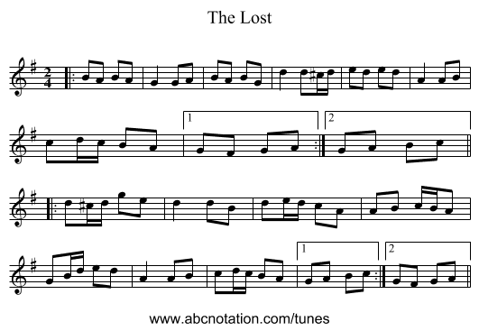 The Lost - staff notation