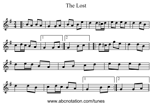 The Lost - staff notation