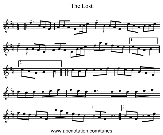 The Lost - staff notation