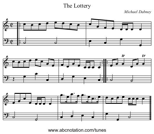 The Lottery - staff notation
