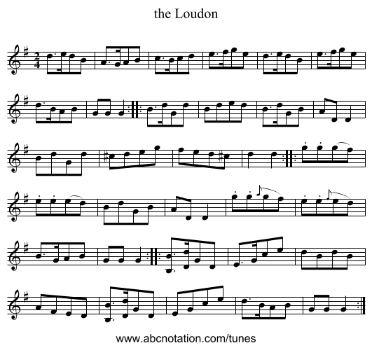 the Loudon - staff notation
