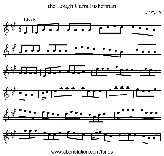 the Lough Carra Fisherman - staff notation