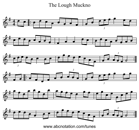 The Lough Muckno - staff notation