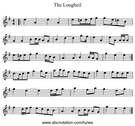 The Lougheil - staff notation