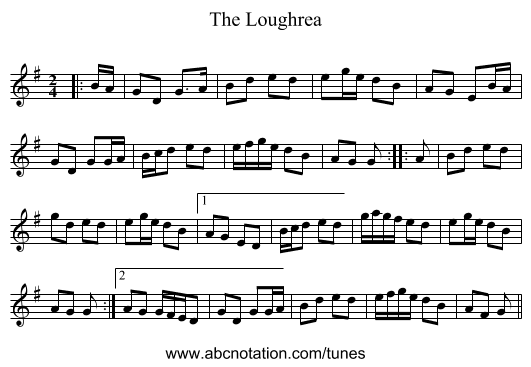 The Loughrea - staff notation