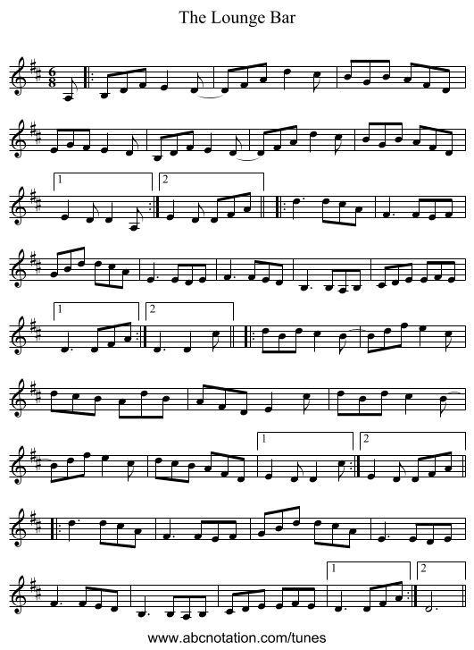 The Lounge Bar - staff notation