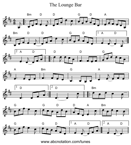 The Lounge Bar - staff notation