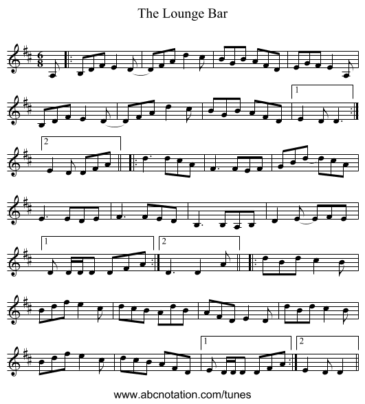 The Lounge Bar - staff notation
