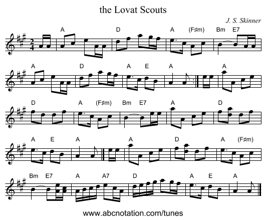 the Lovat Scouts - staff notation