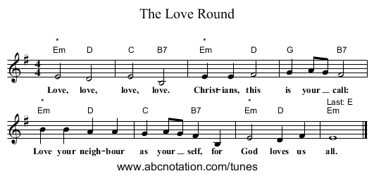 The Love Round - staff notation