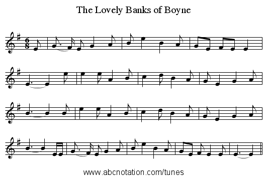 The Lovely Banks of Boyne - staff notation