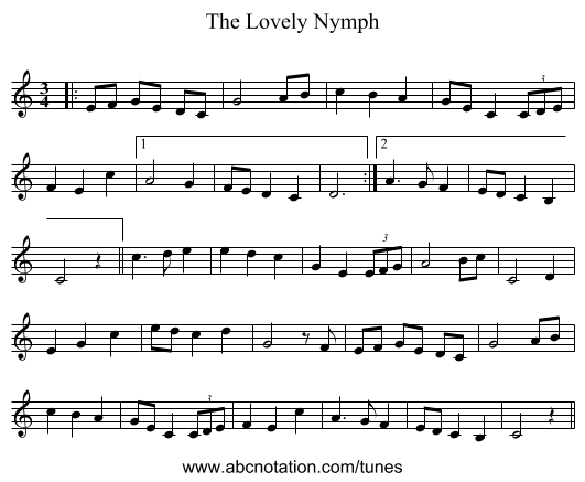 The Lovely Nymph - staff notation