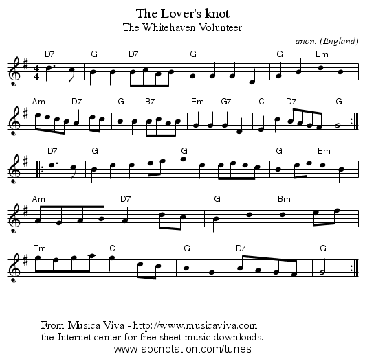 The Lover's knot - staff notation