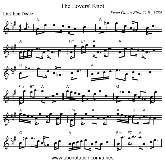 The Lovers' Knot - staff notation