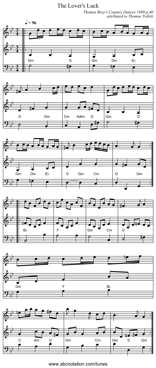 The Lover's Luck - staff notation