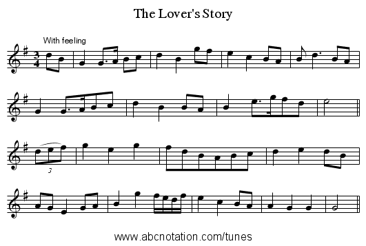 The Lover's Story - staff notation