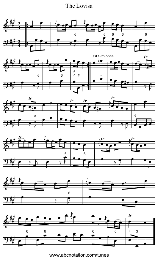 The Lovisa - staff notation