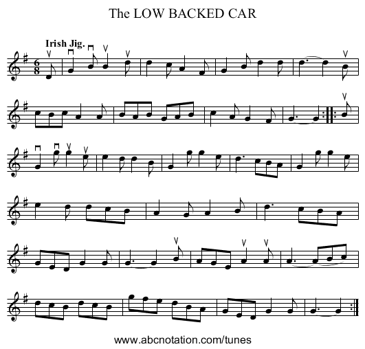 The LOW BACKED CAR - staff notation