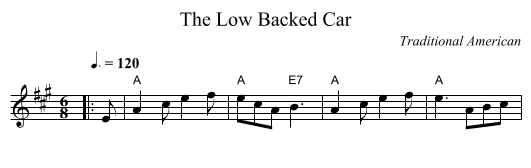 The Low Backed Car - staff notation