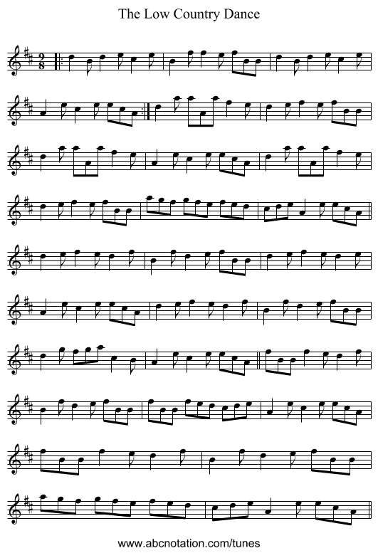 The Low Country Dance - staff notation