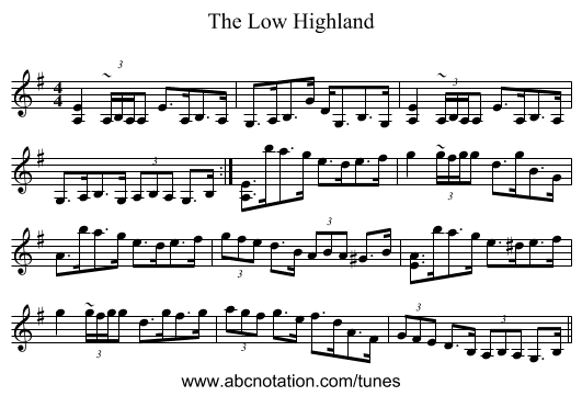 The Low Highland - staff notation