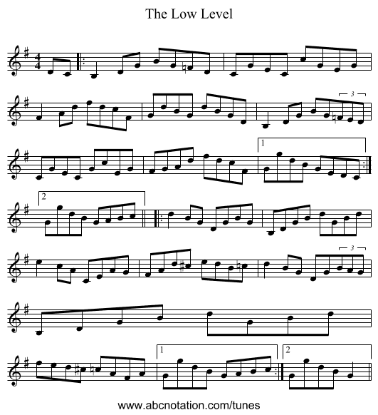 The Low Level - staff notation