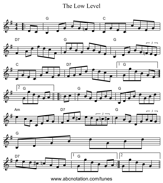 The Low Level - staff notation