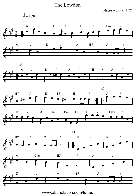 The Lowdon - staff notation