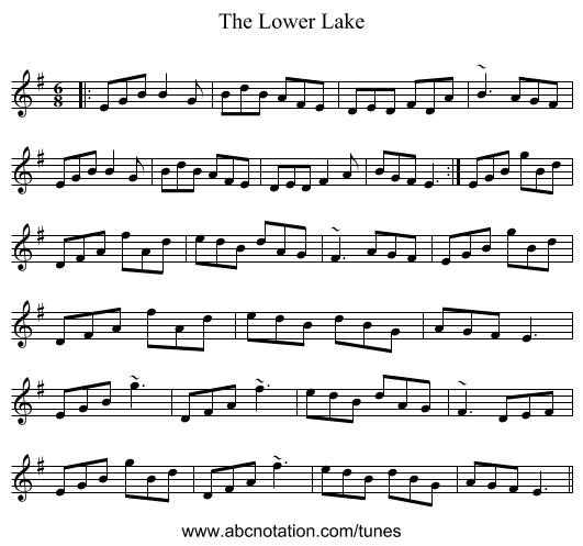 The Lower Lake - staff notation