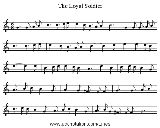 The Loyal Soldier - staff notation