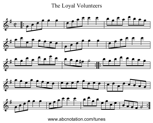 The Loyal Volunteers - staff notation