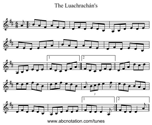 The Luachrachán's - staff notation