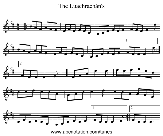 The Luachrachán's - staff notation