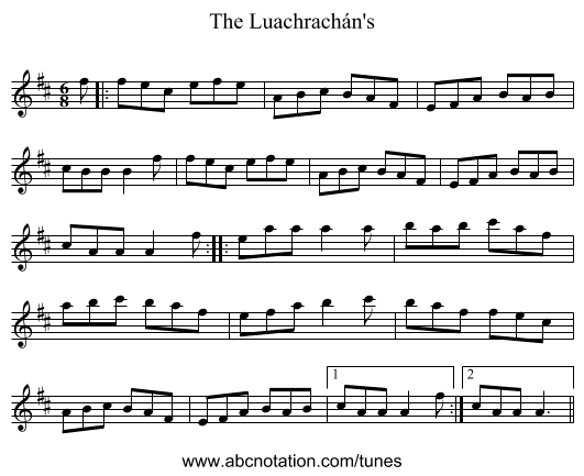 The Luachrachán's - staff notation