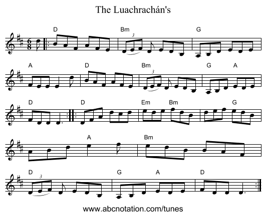 The Luachrachán's - staff notation