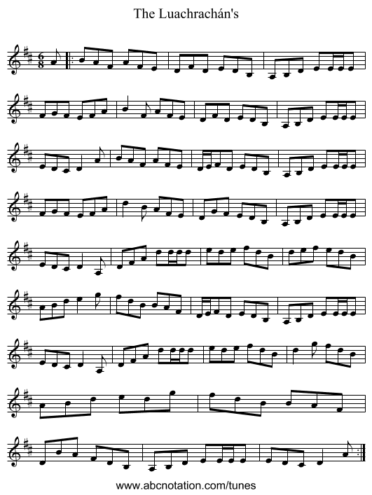 The Luachrachán's - staff notation