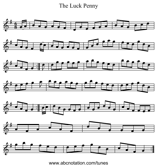 The Luck Penny - staff notation