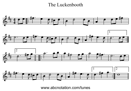 The Luckenbooth - staff notation